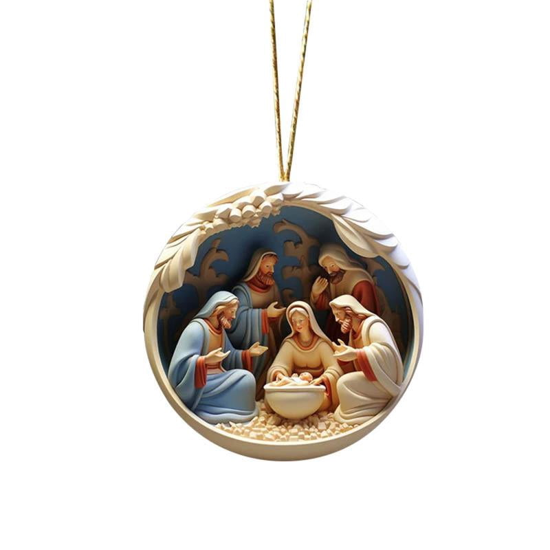 AuroraX Acrylic Nativity Scene Character Sets for Christmas Decorations,Mini Classic 2.4 inch Hanging Ornament for Christmas Tree,Holiday Religious Indoor Decorations