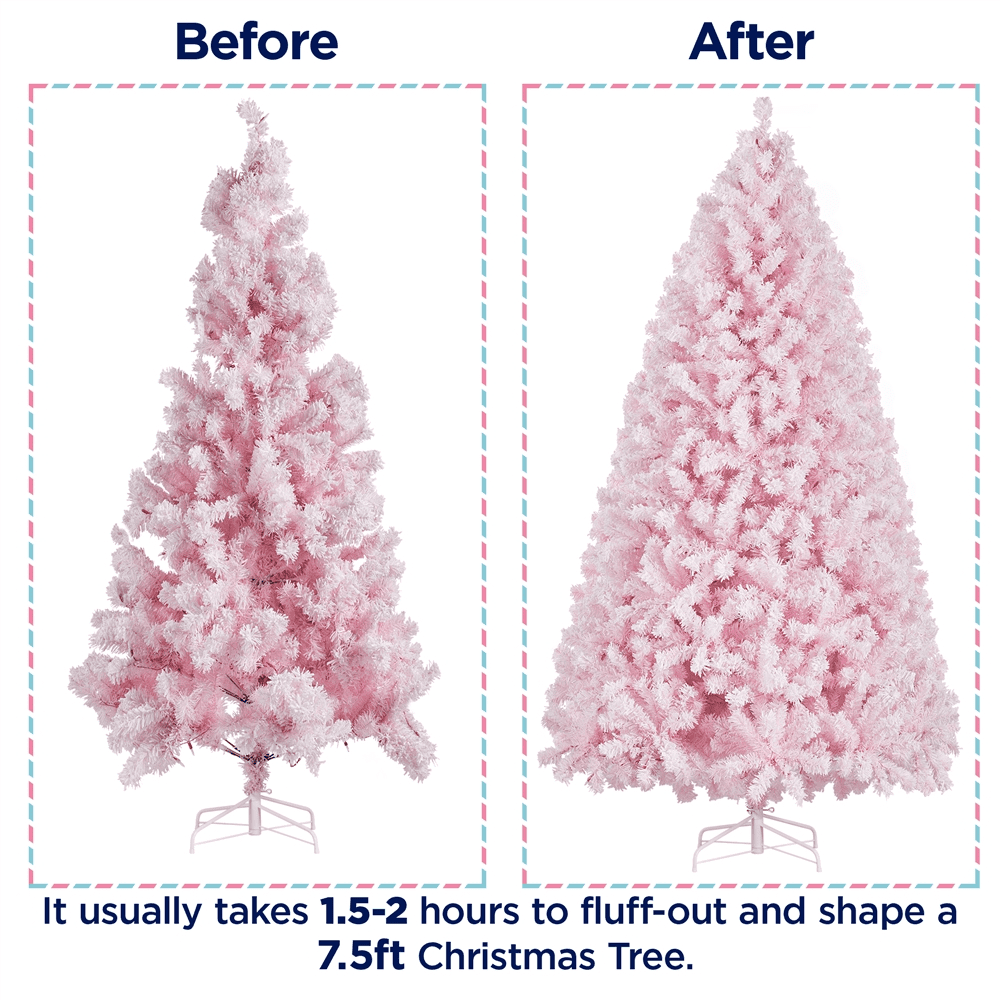 Alden Design 4.5 ft Pre-lit Flocked Christmas Tree with Warm Lights, Frosted White