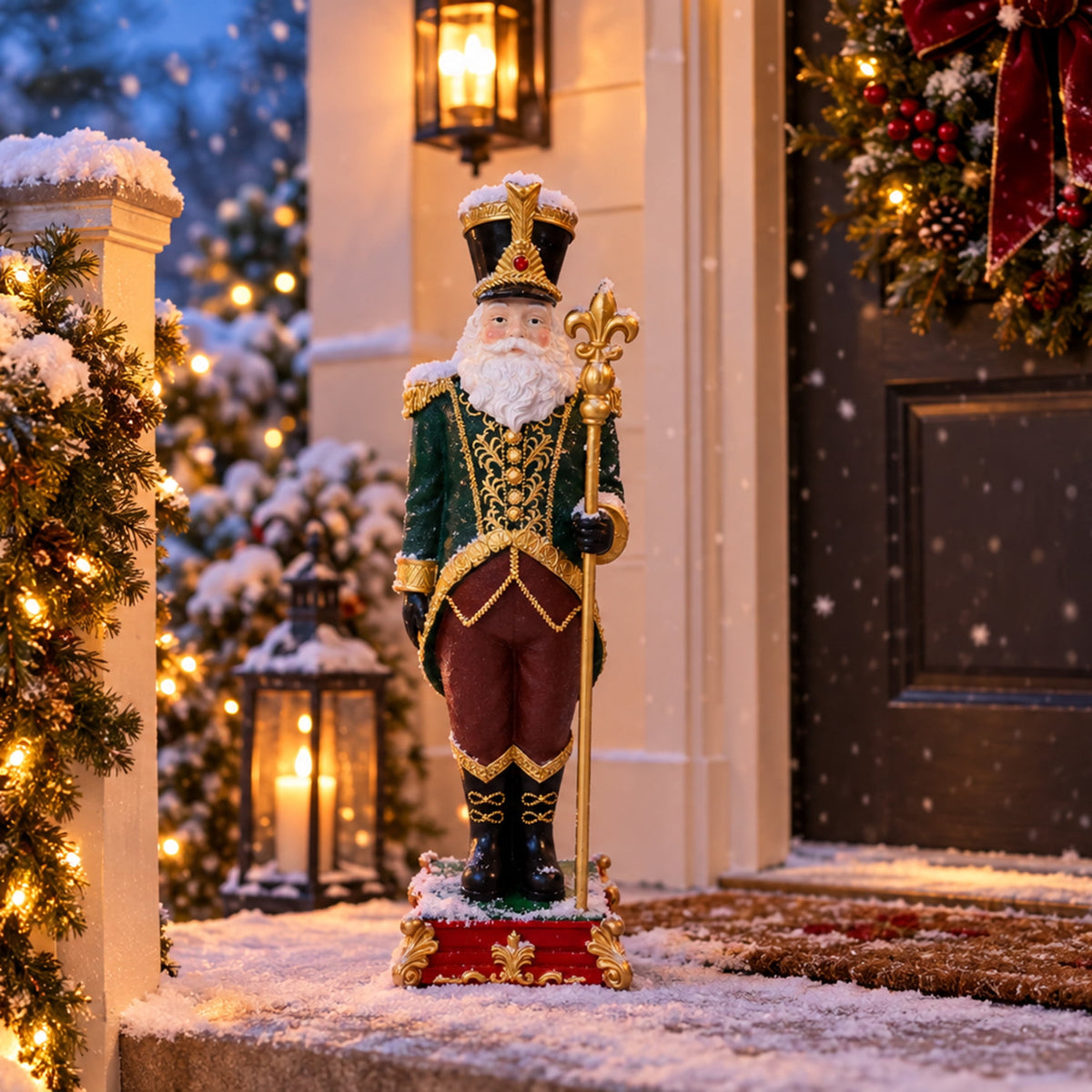 Sunnydaze Green Polyresin Guardian of the North Pole Nutcracker Christmas Statue, 37"