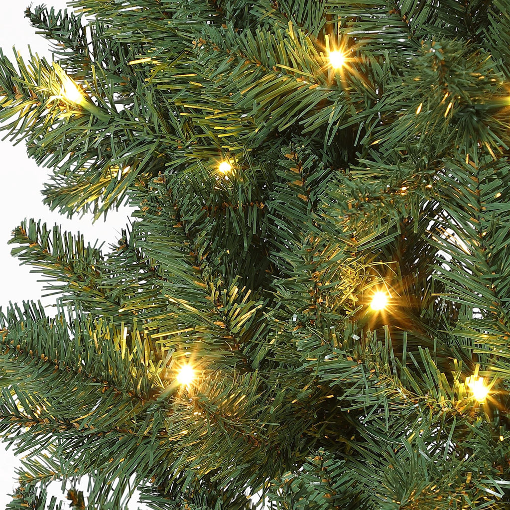 6ft/7.5ft/9ft Pencil Christmas Tree with LED Lights & Metal Stand, Pre-Lit Slim Artificial Holiday Trees,Christmas Decorations for Office,Home,Holiday
