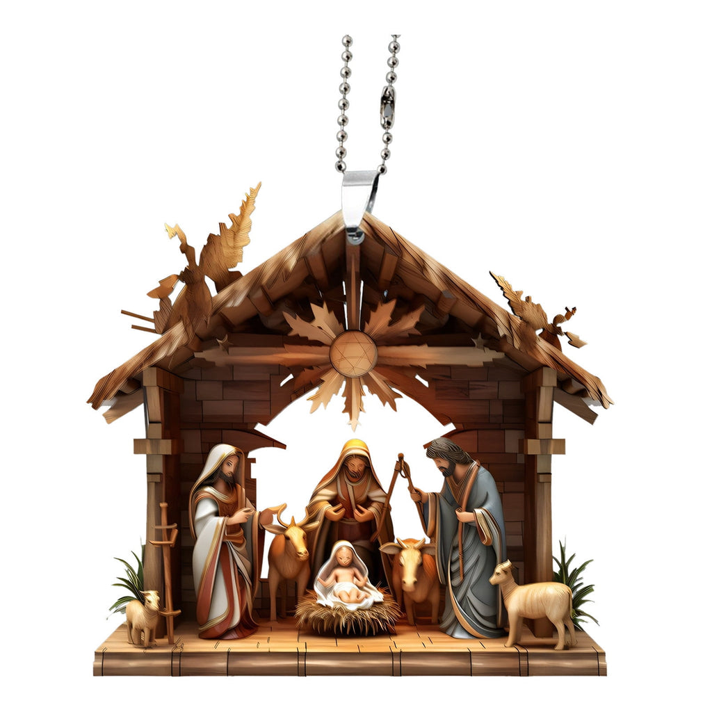 AuroraX Modern Christmas Decoration Hanging Acrylic Christmas Nativity Sets Neutral 2025 Decorative Nativity for Christma Tree,Home Decor
