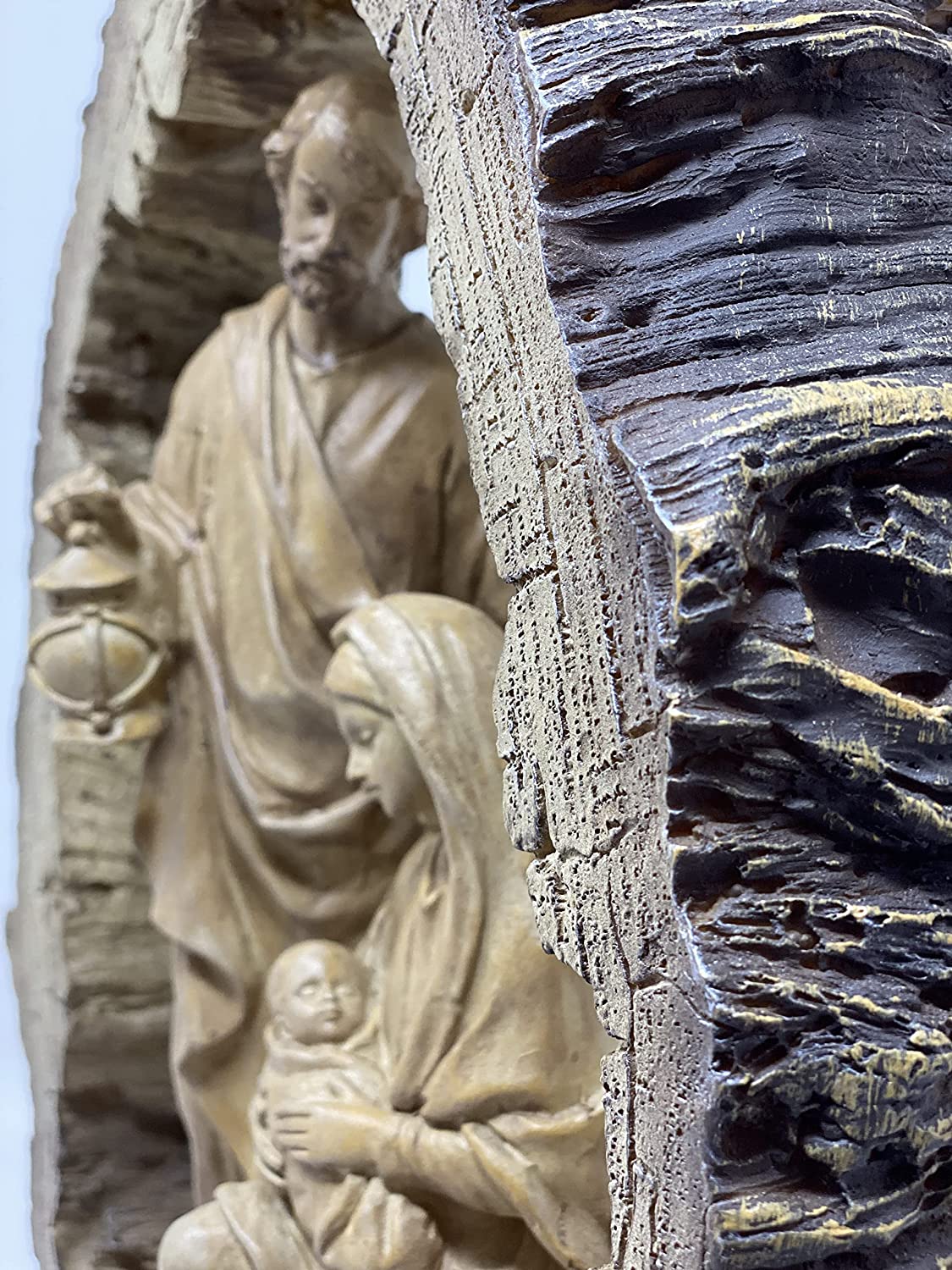 Burton & Burton Nativity Resin Holy Family Log