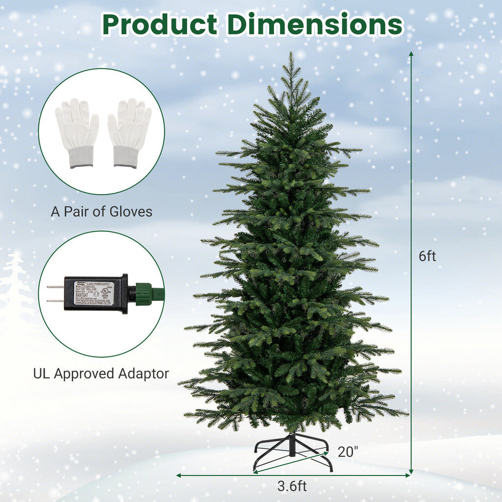Topbuy 9 FT Pre-lit Artificial Christmas Tree Hinged Xmas Tree with 1770 Branch Tips 560 Multicolored & Warm White LED Lights