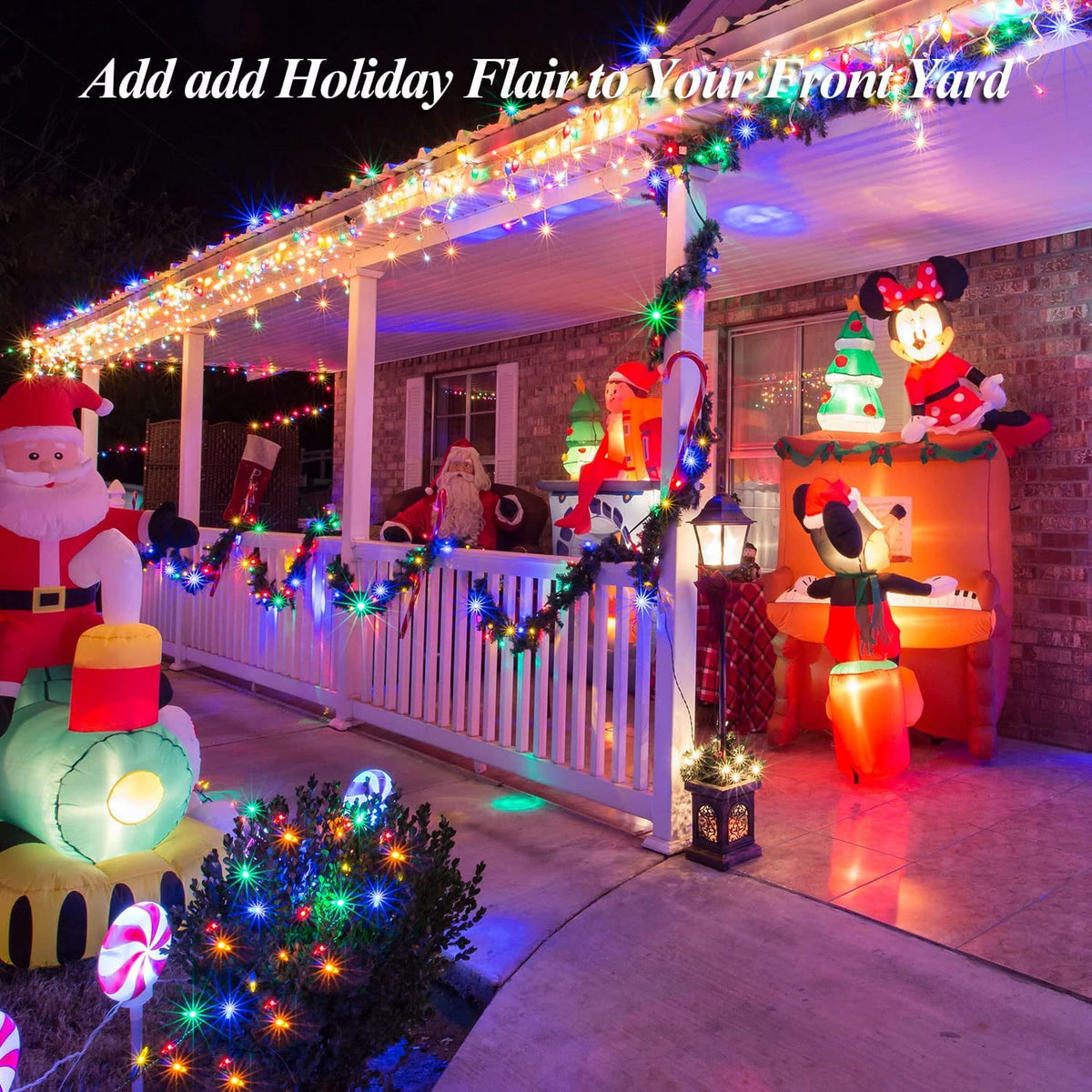 Rirool 2-Pack Solar Christmas Lights 100LED 39ft Waterproof Multicolor String Lights with 8 Modes for Gardens, Wedding, Party, Christmas Tree, Xmas Outdoor Decorations