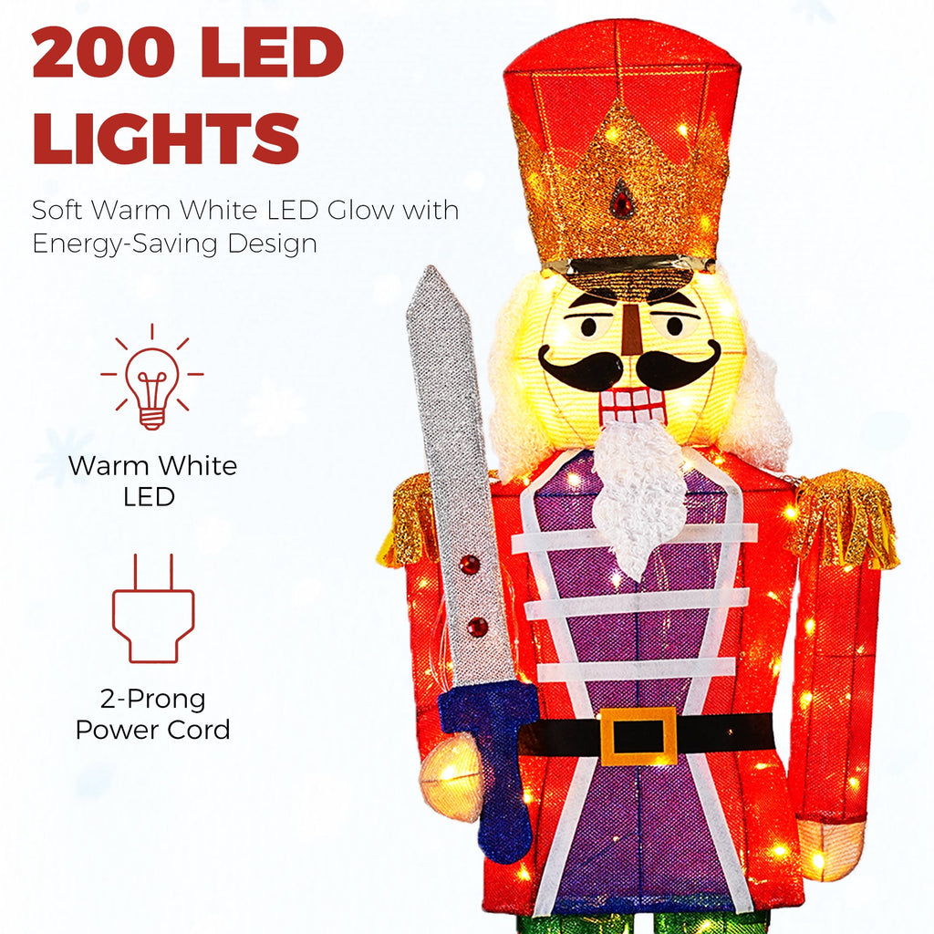 FOOWIN 5 FT 2-Pack Lighted Christmas Nutcracker Soldier Decorations, Indoor & Outdoor Christmas Yard Lawn Decor，Sword