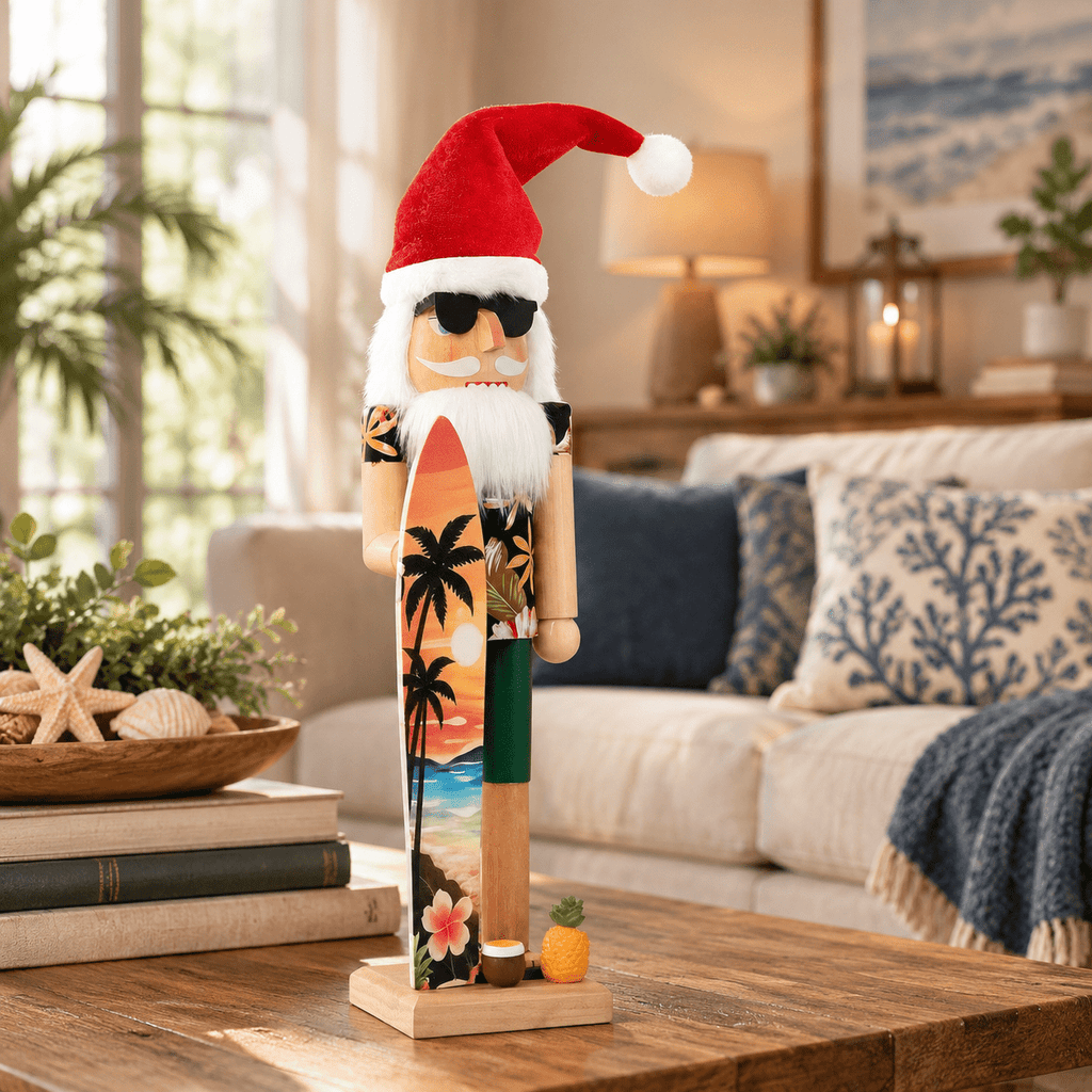 15 Inch Wooden Santa Nutcracker Tropical Christmas Decoration