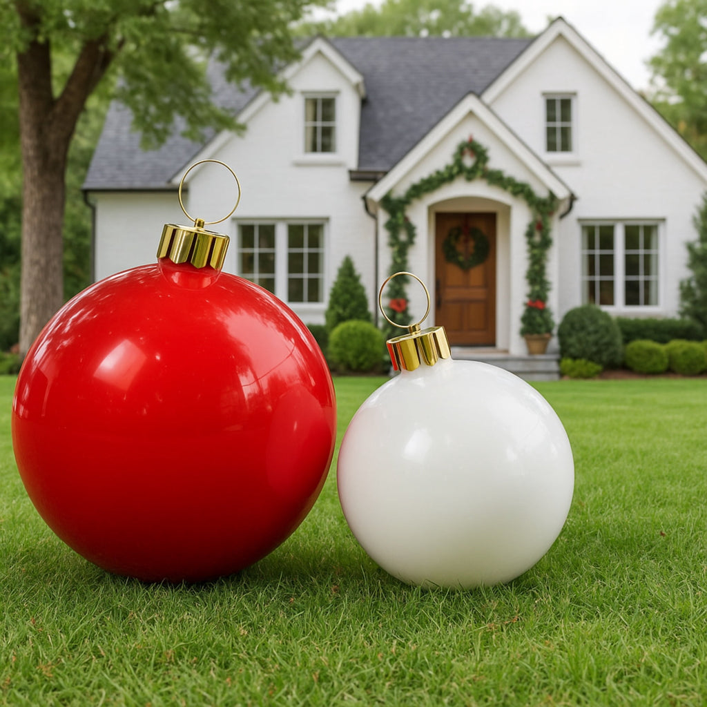 Holiball The Inflatable Ornament - Set of Two - Large Classic Red /Medium Classic Green Inflatable Ornaments