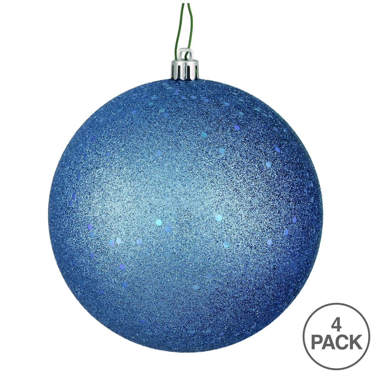 Vickerman 6" Moss Green Sequin Ball Ornament, 4 per Bag