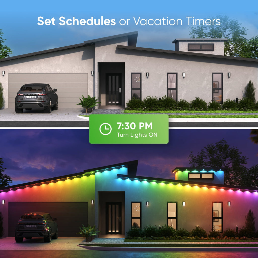 Nanoleaf 50ft Matter Smart Multicolor Permanent Outdoor Lights Smarter Kit with Side Clips – Plug-in RGBICW Addressable LED Pucks, Cuttable & Extendable