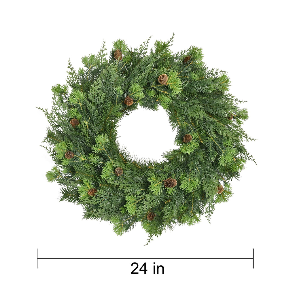 Sonoma Cypress with Pinecones Artificial Christmas Wreath, Green, 24", by Holiday Time
