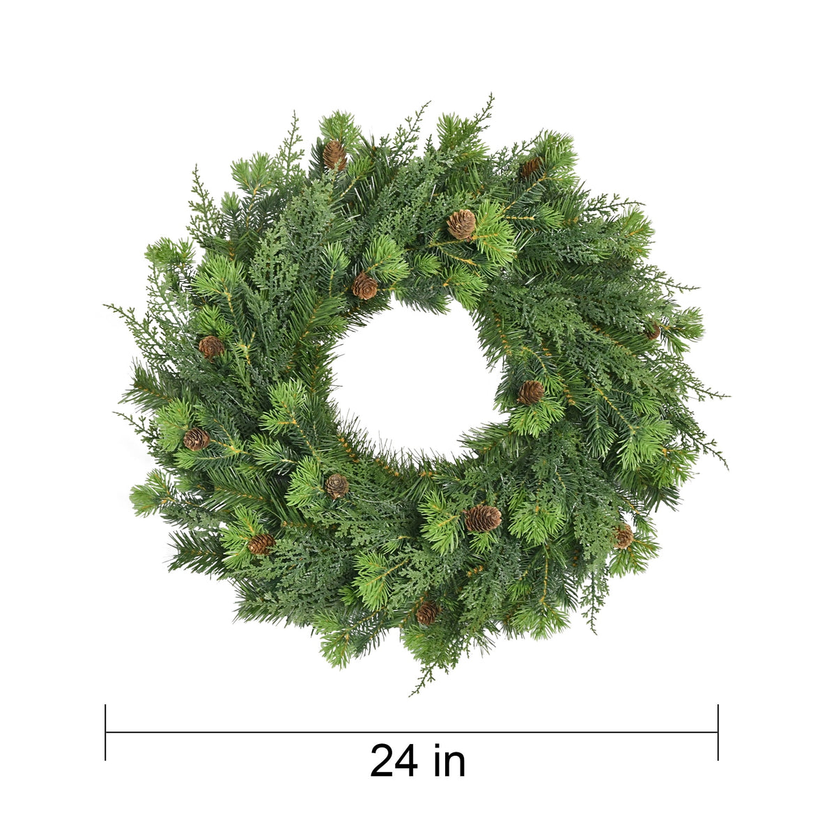 Sonoma Cypress with Pinecones Artificial Christmas Wreath, Green, 24", by Holiday Time