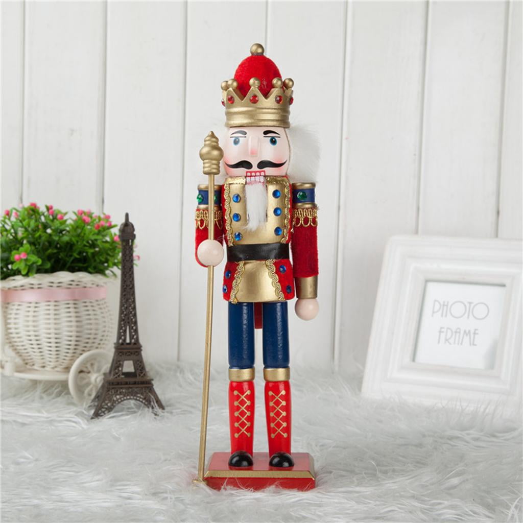 4 Piece Festive Traditional Wooden 12 Inch Multi-Coloured Soldier Swordsman Nutcracker Christmas Shelves Living Room Bedroom Home Decoration
