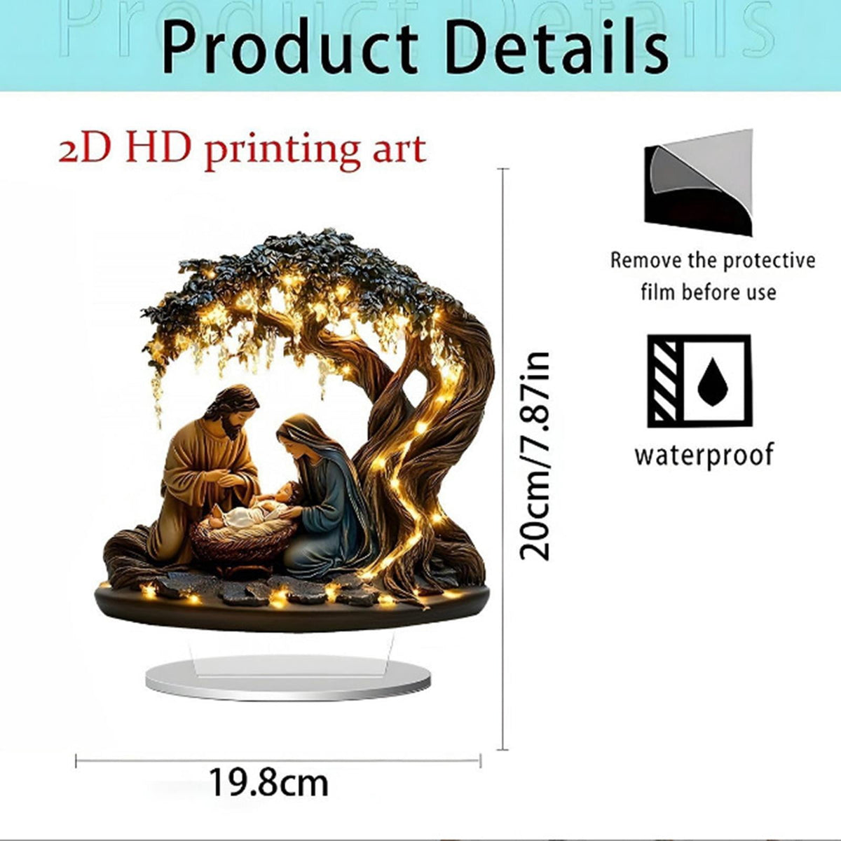 LeeQinersw Christmas Nativity Scene 2D Holy Family Xmas Tabletop Decor Nativity Display for