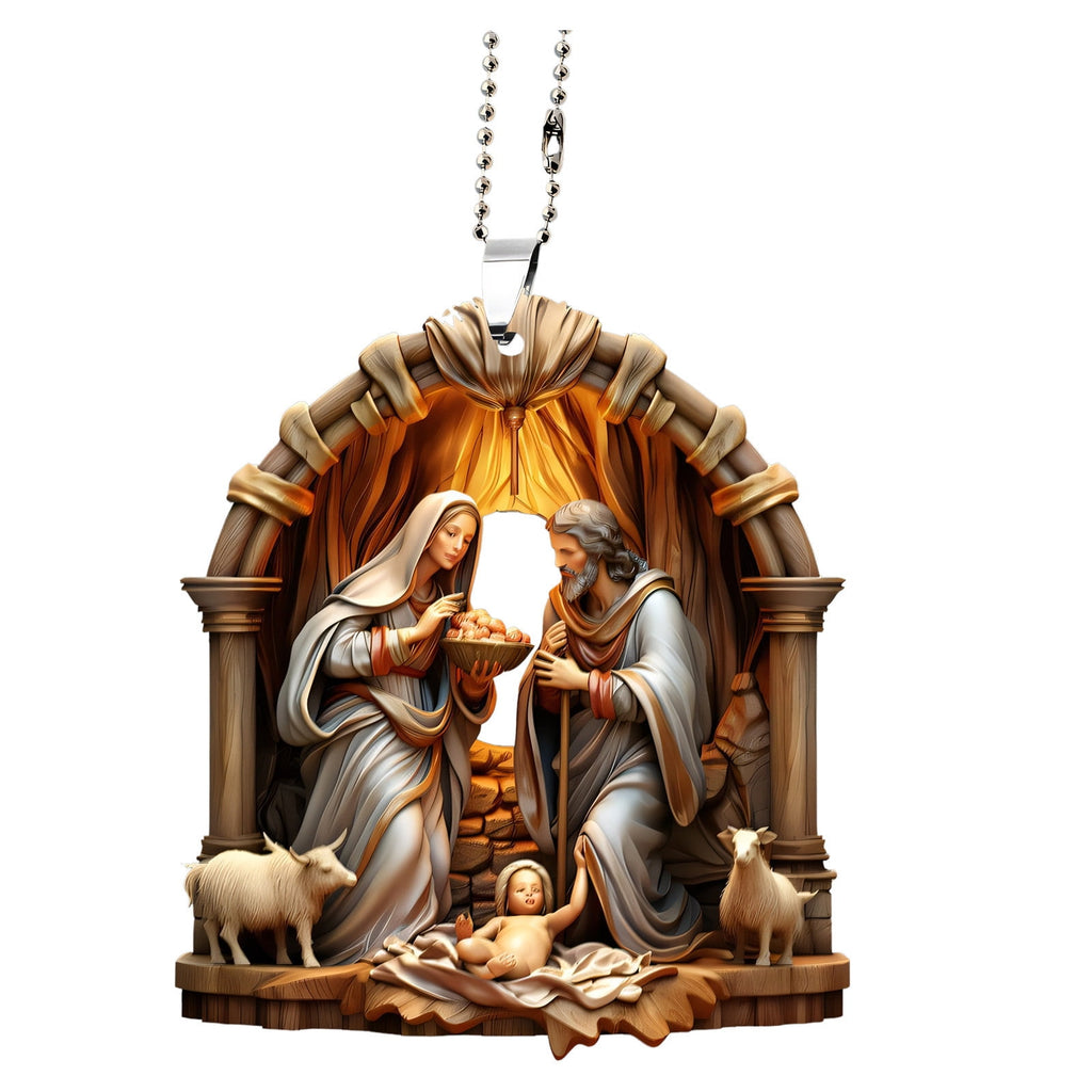 AuroraX Modern Christmas Decoration Hanging Acrylic Christmas Nativity Sets Neutral 2025 Decorative Nativity for Christma Tree,Home Decor
