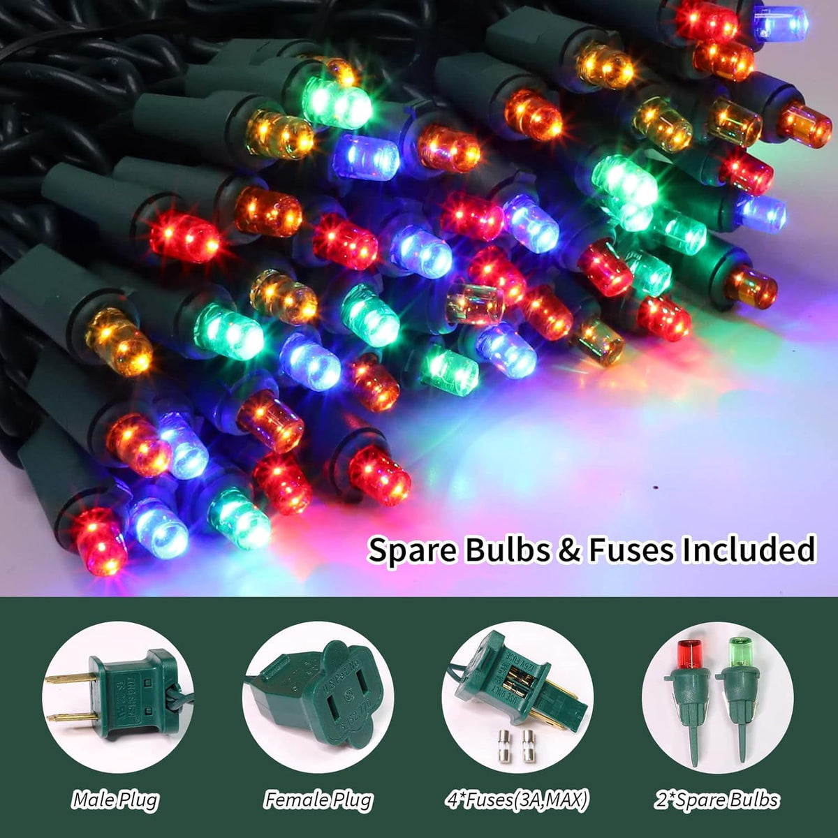 LAMPHOME 100 Multicolor-Christmas Lights - 21.6FT LED String Lights, Mini led Lights for Indoor Outdoor Home Holiday Party Wedding Independence Day Decoration