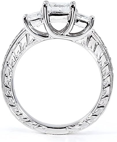 Gems Jewels 925 Sterling Silver 2.40 Ct Princess Cut White & Black Diamond Wedding Engagement Valentine's Anniversary Christmas Bridal Ring Set 14K White Gold Plated For Women's -5
