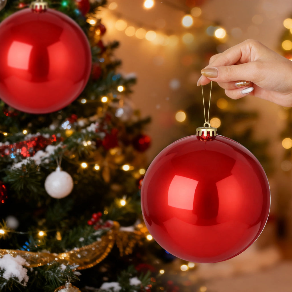 LAMPHOME 12PK 6" Shatterproof Christmas Ball Ornaments, Solid Red Festive Decor with Glossy & Matte Finishes, Xmas Tree Ornaments for Holiday Party Decoration