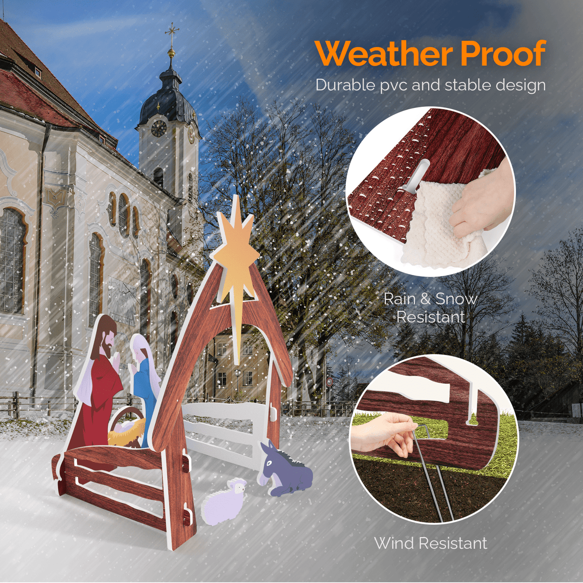 Ktaxon Christmas Outdoor Nativity Scene Large Holy Family Christmas Decorations for Front Yard and Church