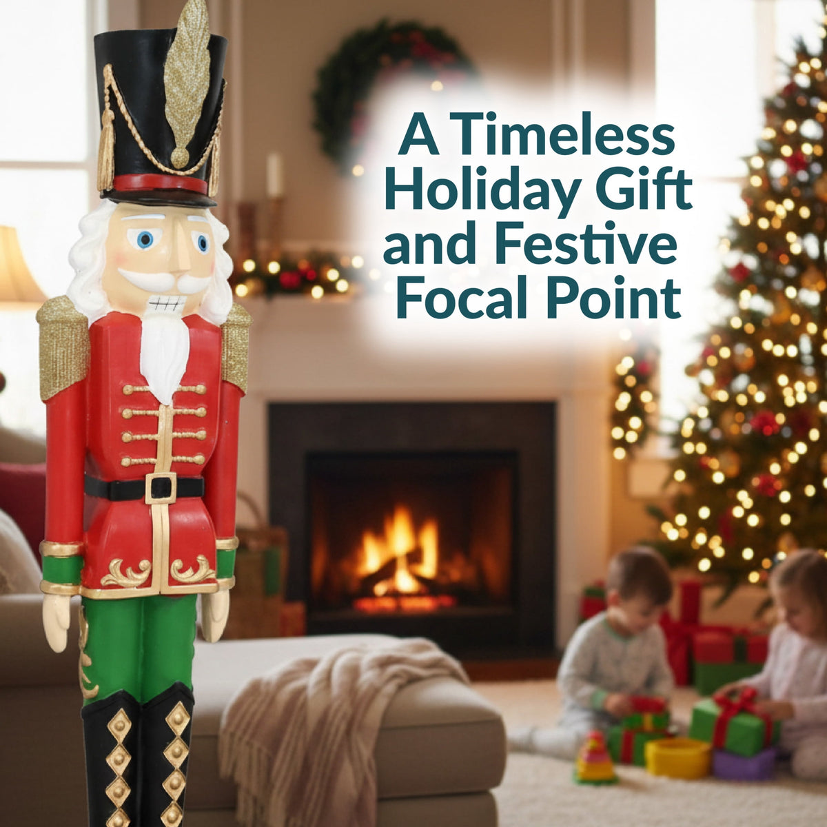 Sunnydaze Polyresin Kristoff the Christmas Nutcracker Statue, 37", 2-Count, Red & Green