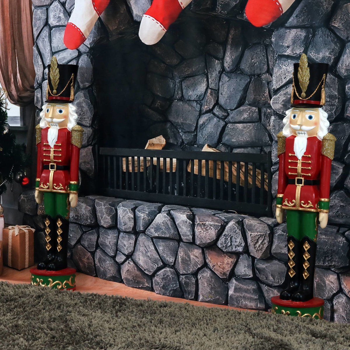 Sunnydaze Polyresin Kristoff the Christmas Nutcracker Statue, 37", 2-Count, Red & Green