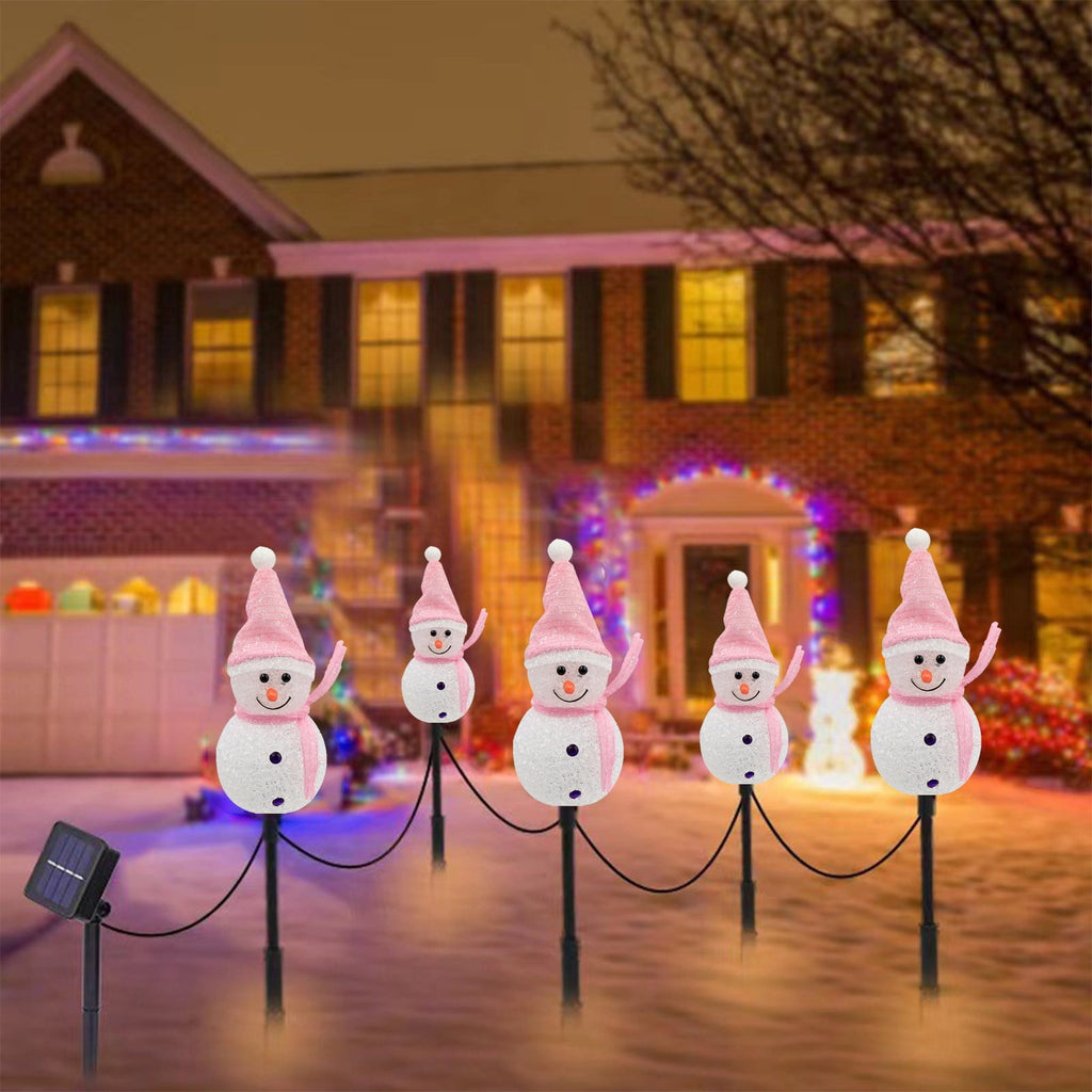 5pcs 17.3in Outdoor Christmas Lights, CXALSSY C9 LED Solar Christmas Lights near Me, Solar Outdoor Christmas Lights for House, IP65 Waterproof XMAS Snowman Decorations