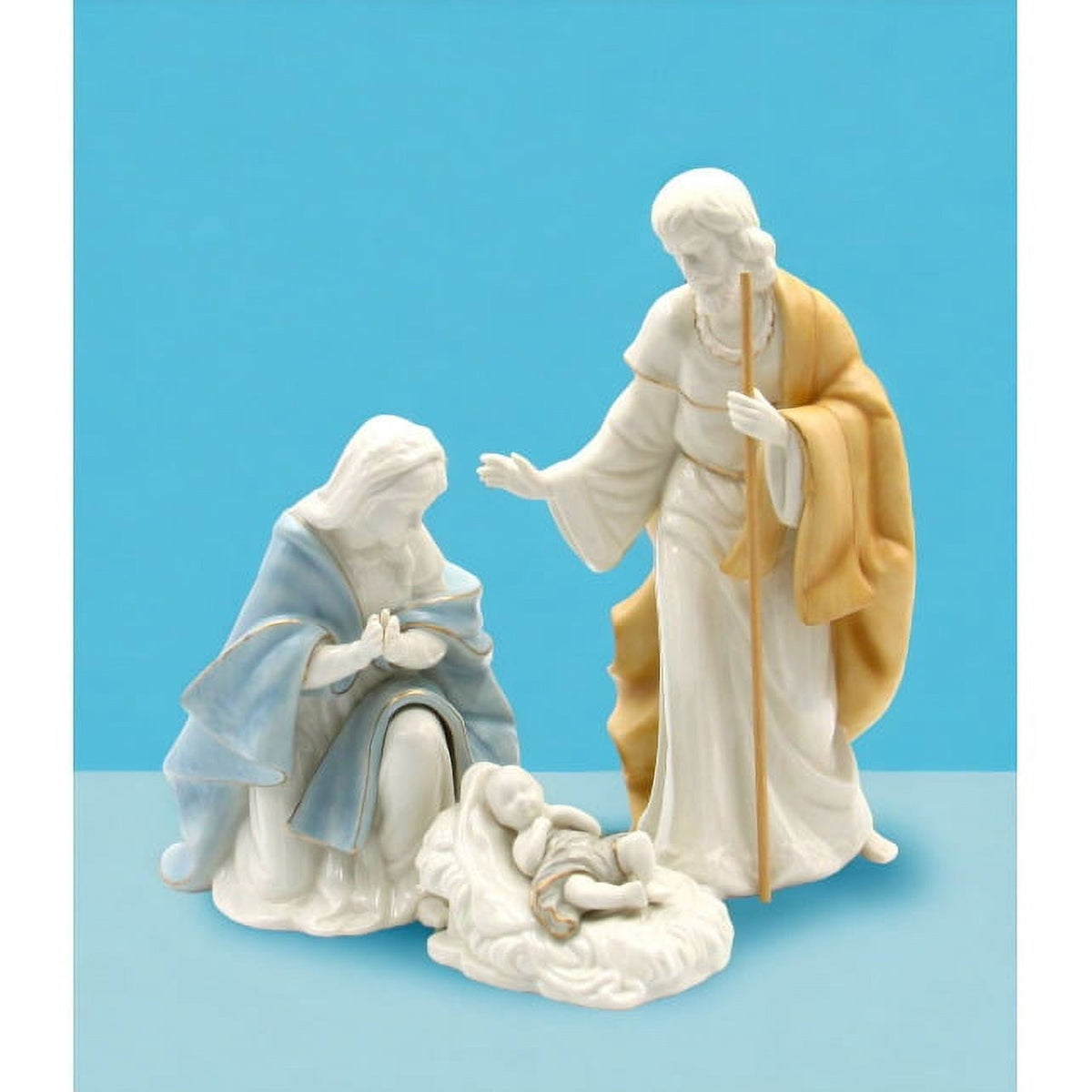 Porcelain Nativity Set of 3 Joseph Mary Baby Jesus Home Gift