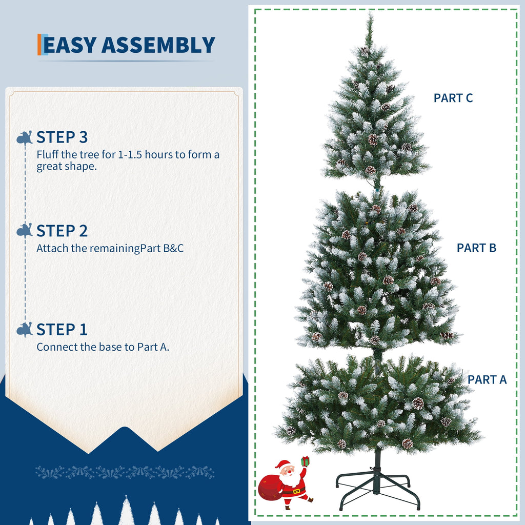 JoanKaren 7.5' Pre-Lit Green Artificial Christmas Tree,Metal Stand Full Xmas Tree with 600 Multicolor Lights