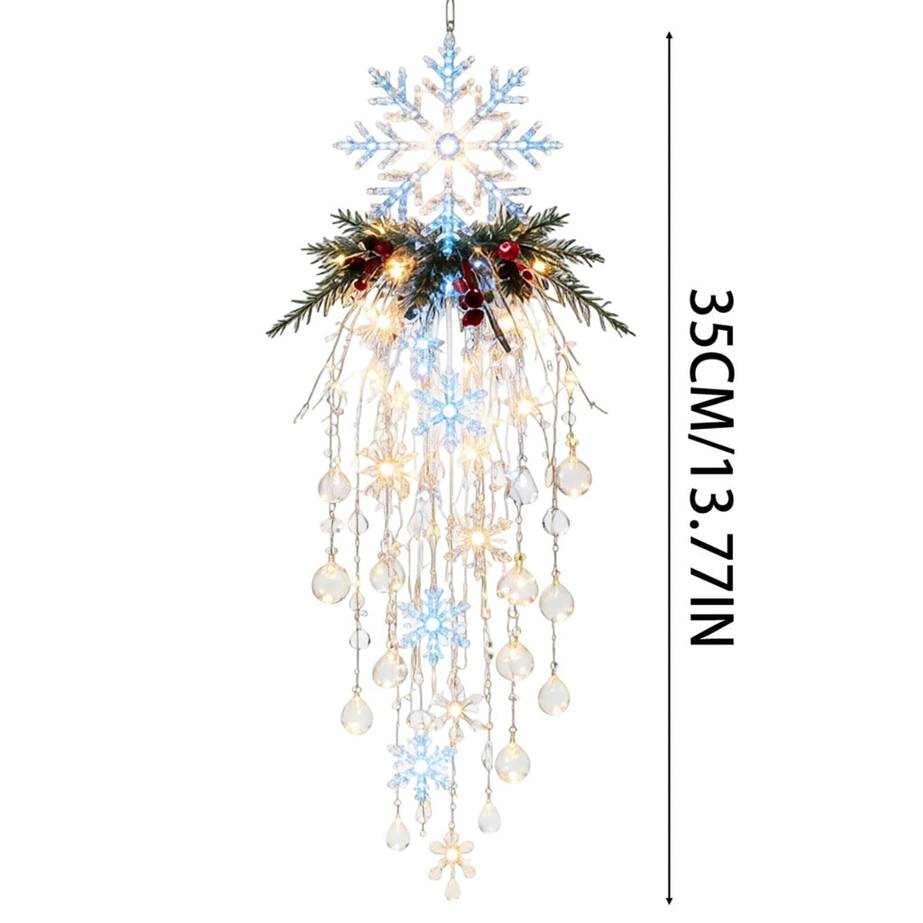 Crystal Cascade Christmas Light - Hanging Snowflake & Crystal LED Porch Decor(Blue light ball)