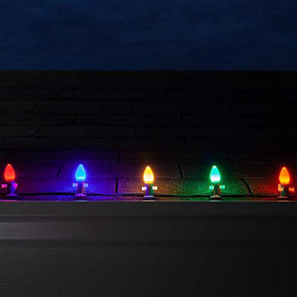 Opticore LED C7 Smooth Ceramic-Style Multicolor Christmas Lights with Shatterproof Christmas Bulbs, 50 Lights, 50’