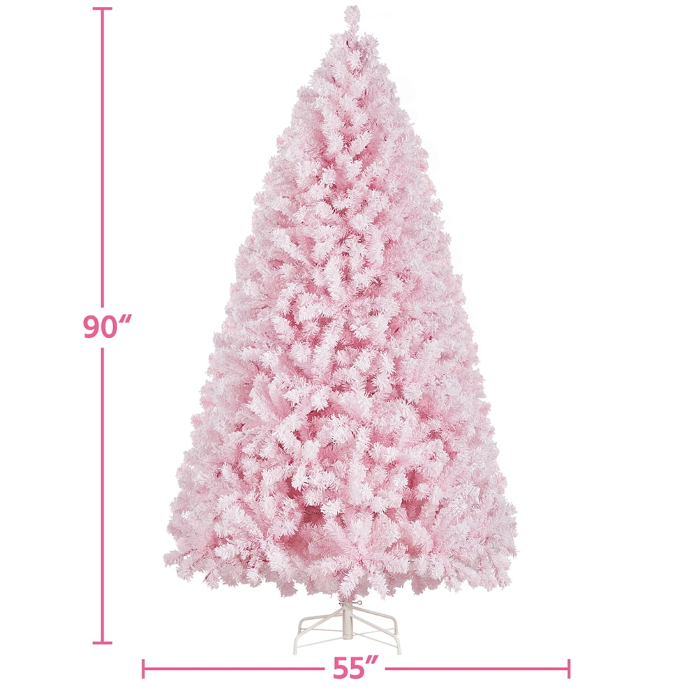 Alden Design 4.5 ft Pre-lit Flocked Christmas Tree with Warm Lights, Frosted White
