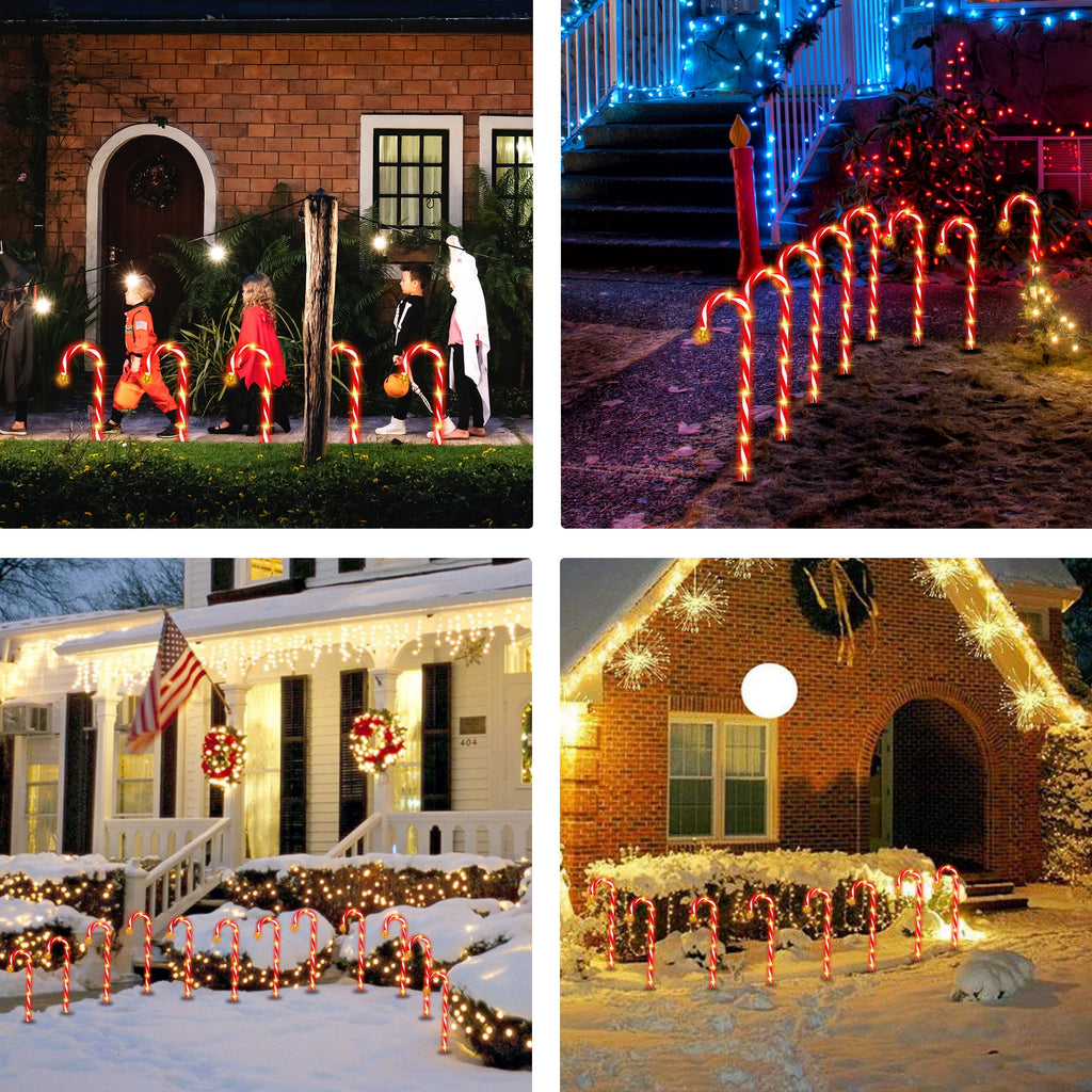 25’’ Christmas Candy Cane Lights, 72 LED Pathway Markers Lights for Christmas Outdoor Decorations, 12 Pack