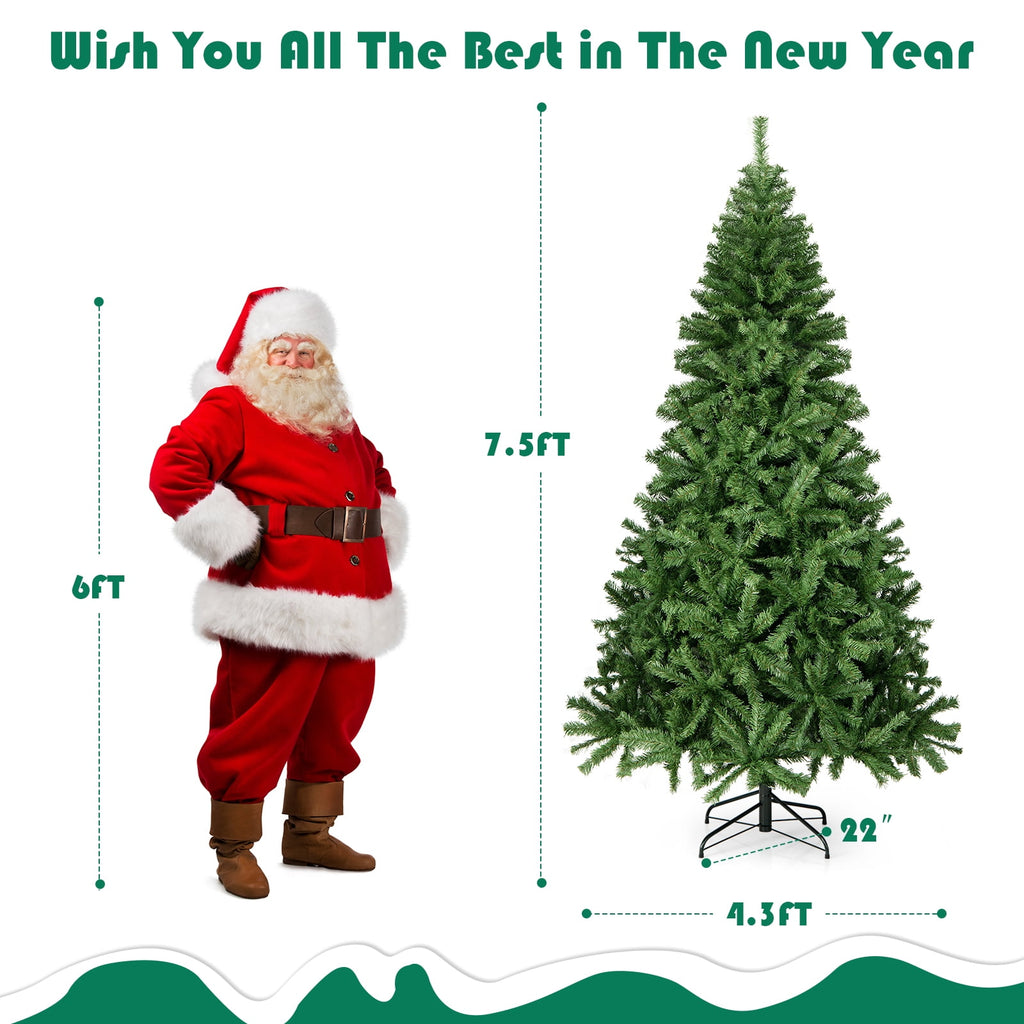 Costway 9FT PVC Christmas Tree 2132 Tips Hinged Solid Metal Legs