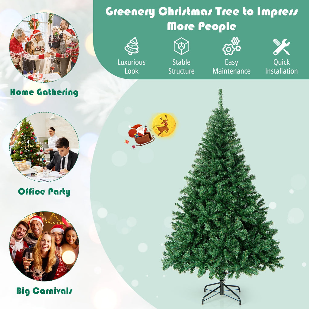 Costway 9FT PVC Christmas Tree 2132 Tips Hinged Solid Metal Legs