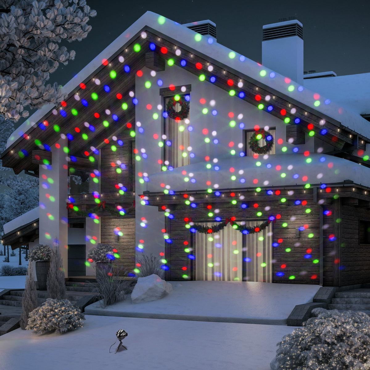 Christmas Lightshow Illuminations Projector Light Bright Stuff Snow Flurry with Remote and 122 Multicolored Programs
