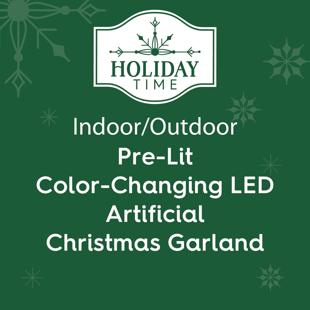 Indoor/Outdoor Soft Pine Pre-Lit Color-Changing LED Artificial Christmas Garland, Green, 25', by Holiday Time