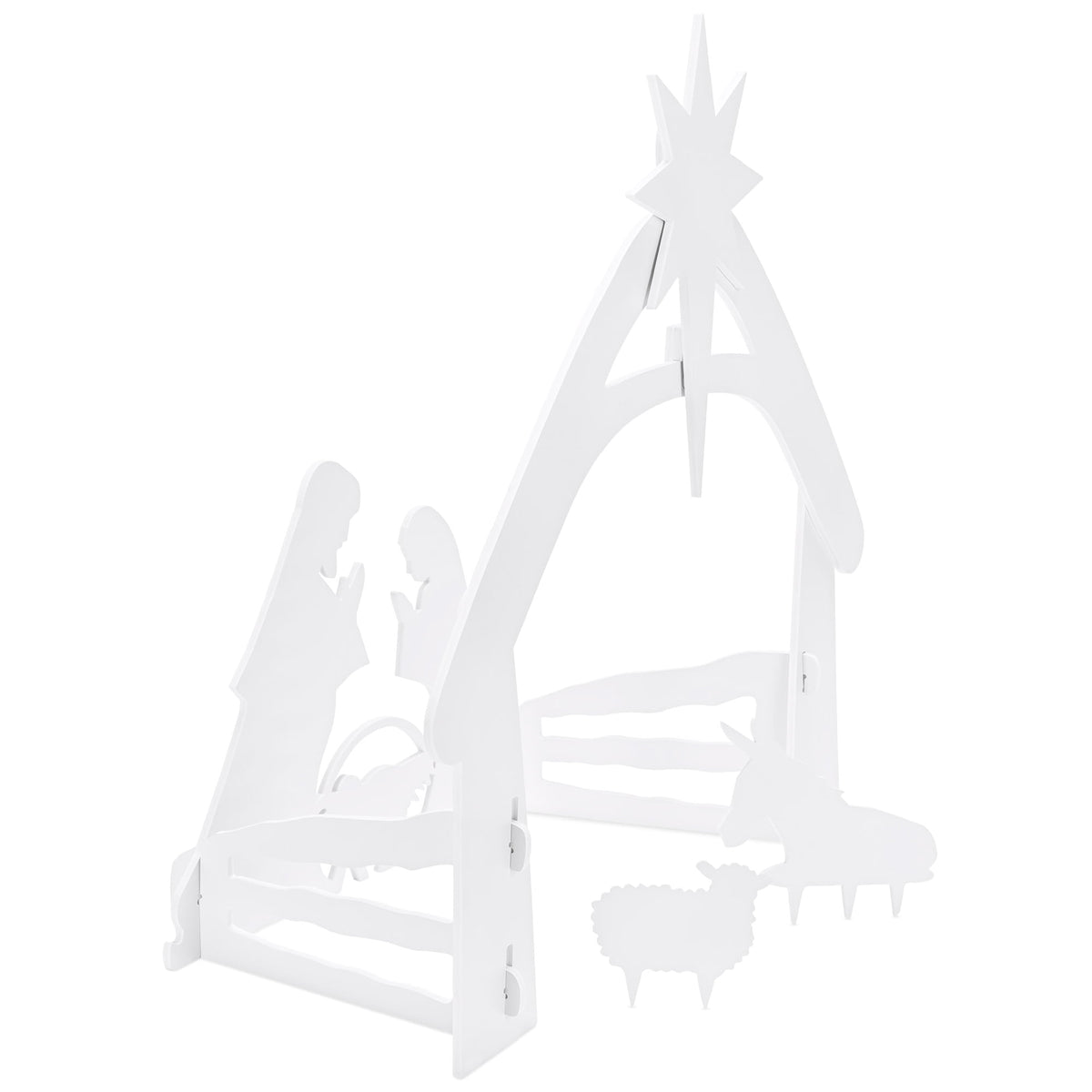 Best Choice Products 4ft Outdoor Nativity Scene, Weather-Resistant Decor, Christmas Family Yard Decoration, PVC - White