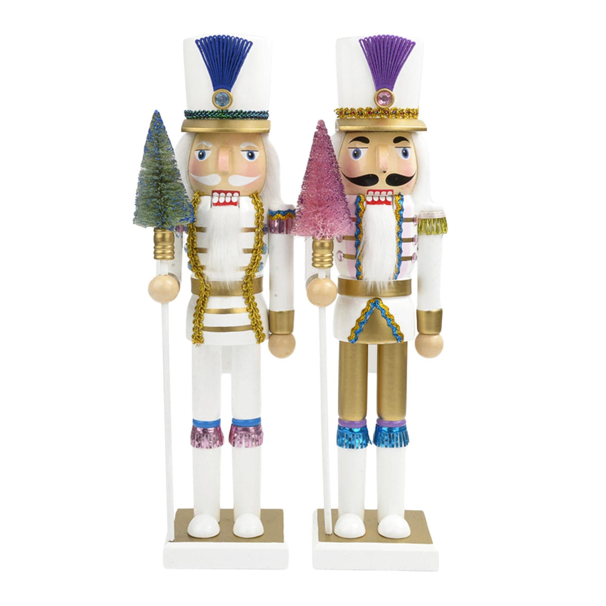 2x Christmas Nutcracker Ornament King Solider Figurine Kids Toys Stable Base Nutcracker Figures for Party Favors Party Home