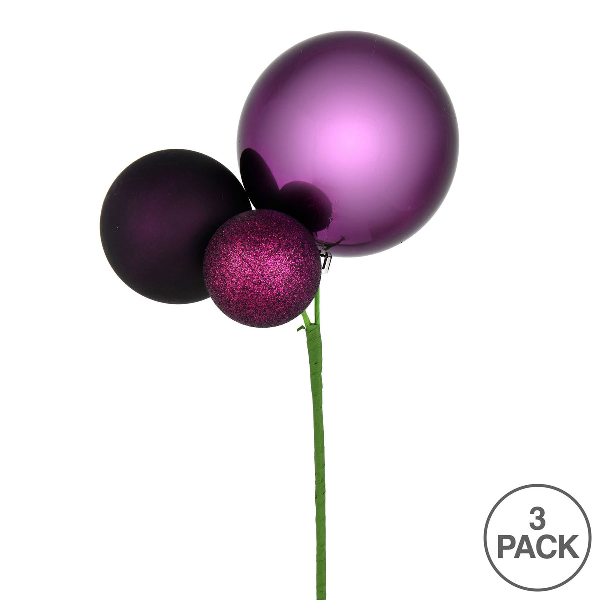 Vickerman 18" Honey Gold Orn Pick 3 per Bag. Features shiny, matte and glitter ornaments.