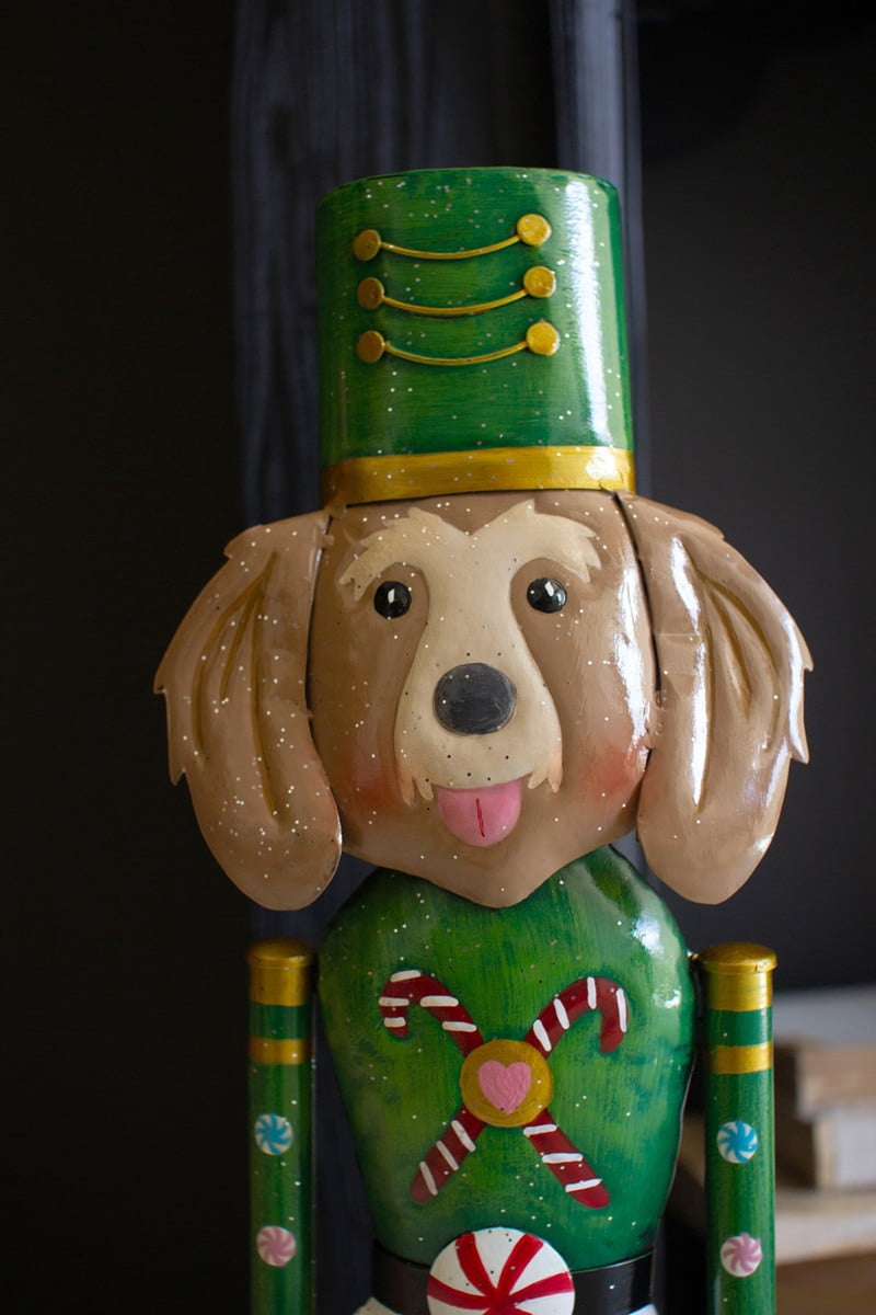 Kalalou Set of Two Painted Metal Christmas Dog Nutcrackers – Holiday Decor