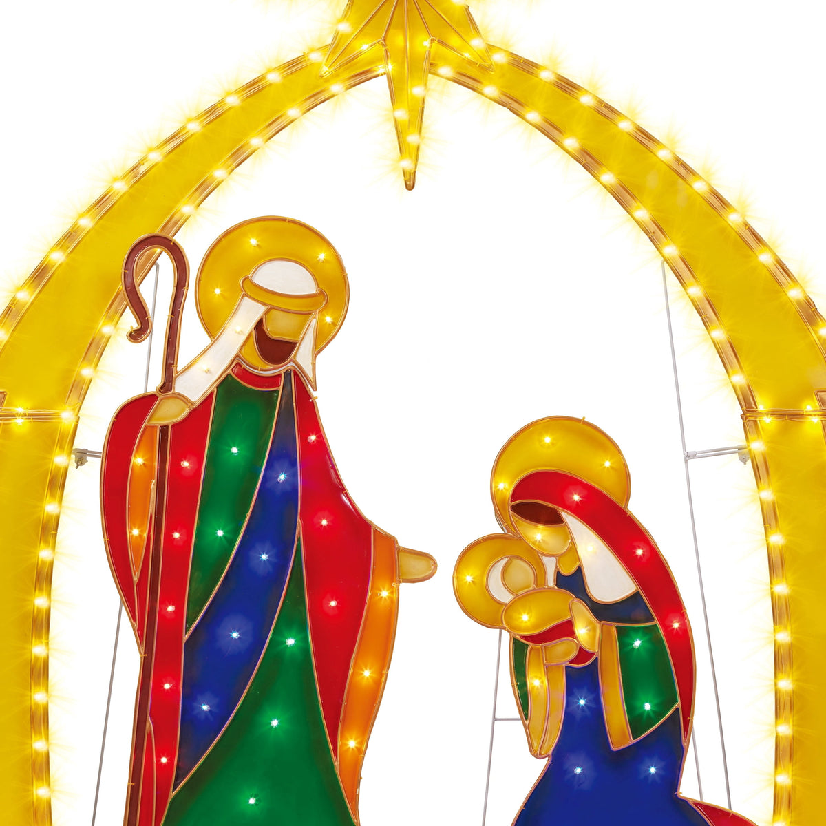 Indoor/Outdoor Light-Up Nativity Scene Set Christmas Decoration with 174 LED Lights, Multicolor, 3 Pieces, by Holiday Time