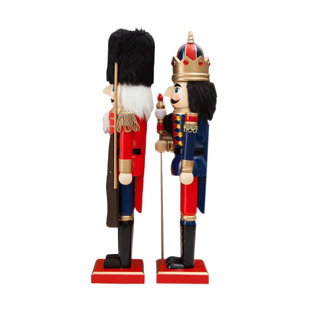 Hfppkn 38CM Wooden Nutcracker Soldier Figurine Classic Christmas Decor for Home Office 38cm