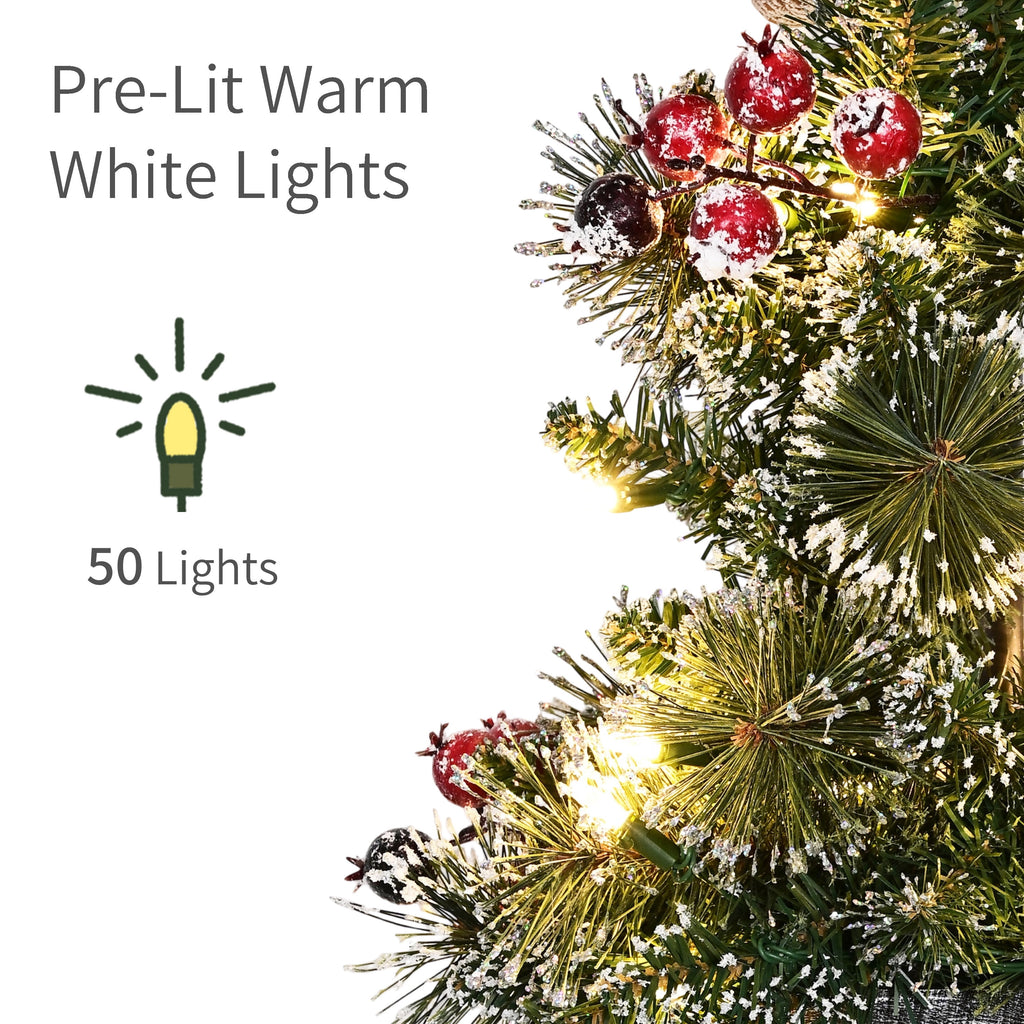 Puleo International Set of 2 Pre-Lit 4ft Christmas Glittery Lamp Posts Lantern Lights 50 Warm White LED Lights