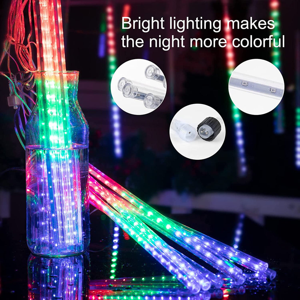 Christmas Lights, Christmas Lights Outdoor, Meteor Shower Lights 12 Inch 8 Tube 192 LED, Raindrop Snowfall Lights for Tree Yard Party Patio Christmas Decorations Lights, Blue