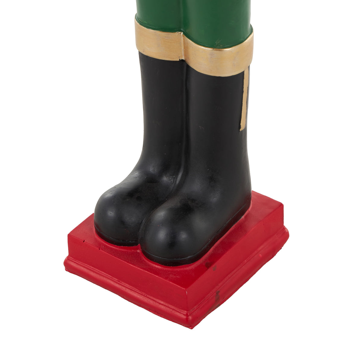 6" x 32" Red Fiberglass Tall Soldier Nutcracker Dog Christmas Sculpture with LED Light Snow Globe, by DecMode
