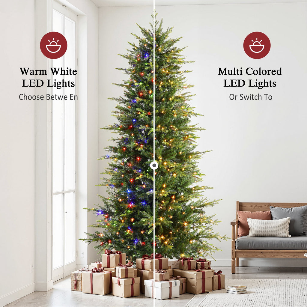 Lolsea 7ft Prelit Aspen Noble Fir Artificial Christmas Tree with Realistic PE Foliage, Warm White & Multi-Color Lights and Remote Control