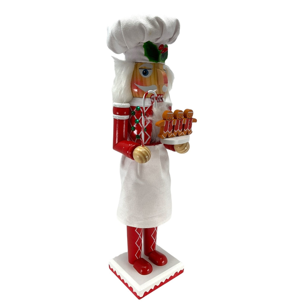 Christmas Wood Nutcracker holding Candy and Gingerbread 15 Inch 2 Piece Set