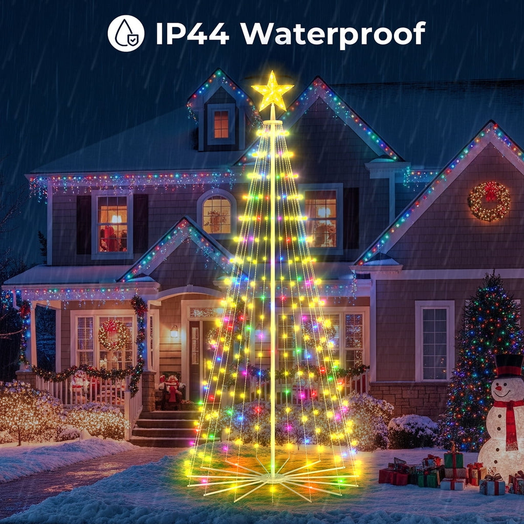 8FT 236 LED Christmas Cone Tree Smart Light with 58 Modes DIY Timer Remote Dimmable Artificial Christmas Tree for Porch Yard Patio Indoor Outdoor Xmas Holiday Decor