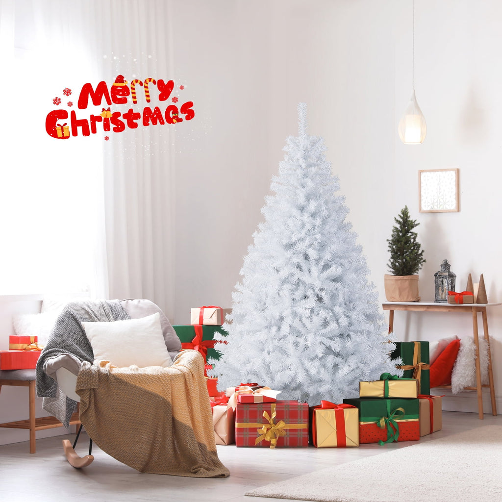 Costway 6 FT Unlit Christmas Tree Hinged with 1000 Branch Tips White