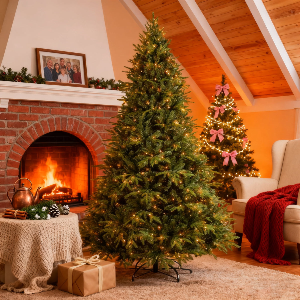 Makeatree 4ft Prelit Artificial Christmas Tree Realistic Fir Xmas Tree with 907 PE PVC Tips & 150 Lights Green & Foldable Base