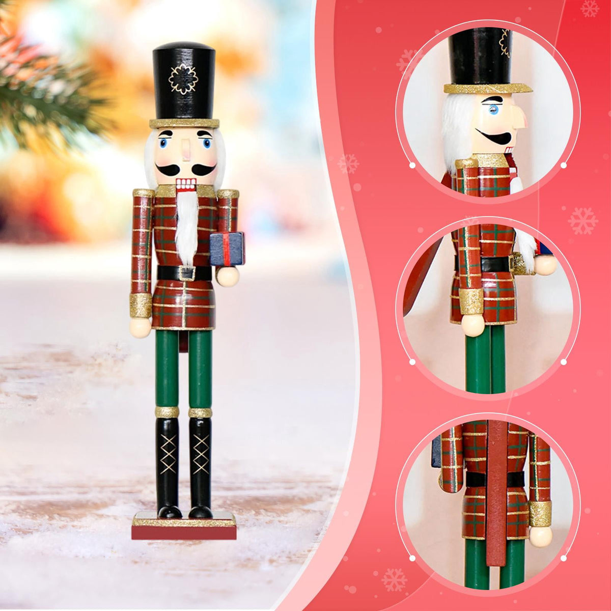 balikha Nutcracker Ornament Wooden Nutcracker Christmas Figure Puppet Toy Classic Craft Decoration with Artistic Details Suitable for festive tabletop